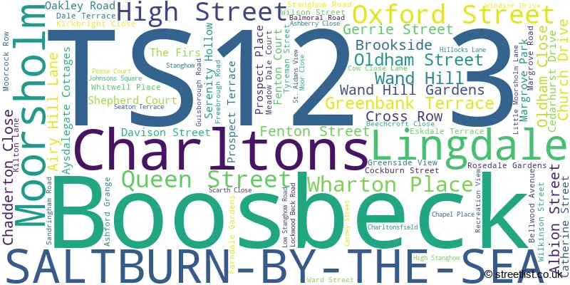 A word cloud for the TS12 3 postcode
